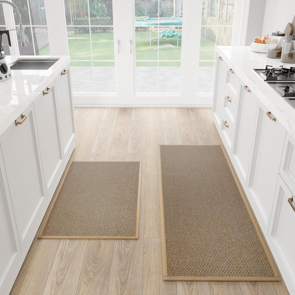 SUMLANS Kitchen Mat Set of 2 PCS, Cushioned Non Slip Rugs for Kitchen Floor, Absorbent Runner Comfort Standing Mats Washable for Kitchen, Office,
