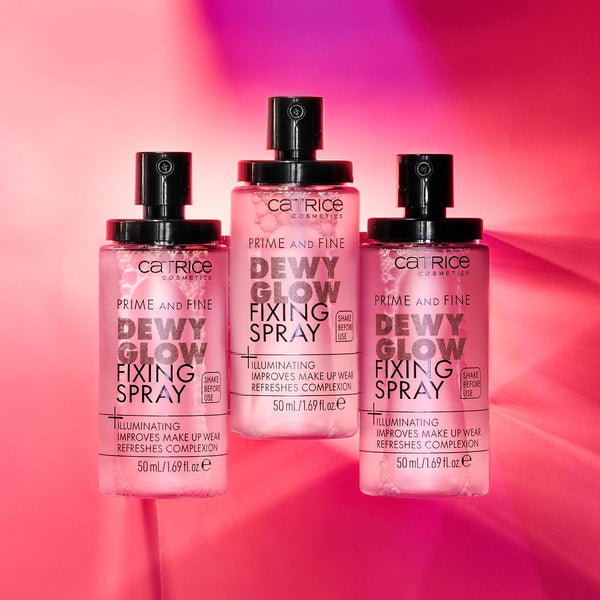 Catrice Prime & Fine Illuminating Dewy Glow Spray, Pack of 1 | Prime, Set & Refresh Makeup, Lightweight, Quick-Dry Face Mist for Hydrated, Glass