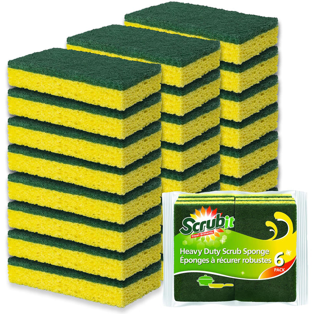 SCRUBIT Heavy Duty Scrub Sponges - Dishwashing Sponge along with a Tough Scourin