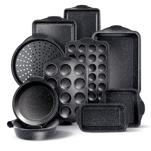 Country Kitchen Nonstick Stackable Bakeware Set - Durable, Easy Release Baking Set, Black, 10 Pcs Black - 10 Pcs