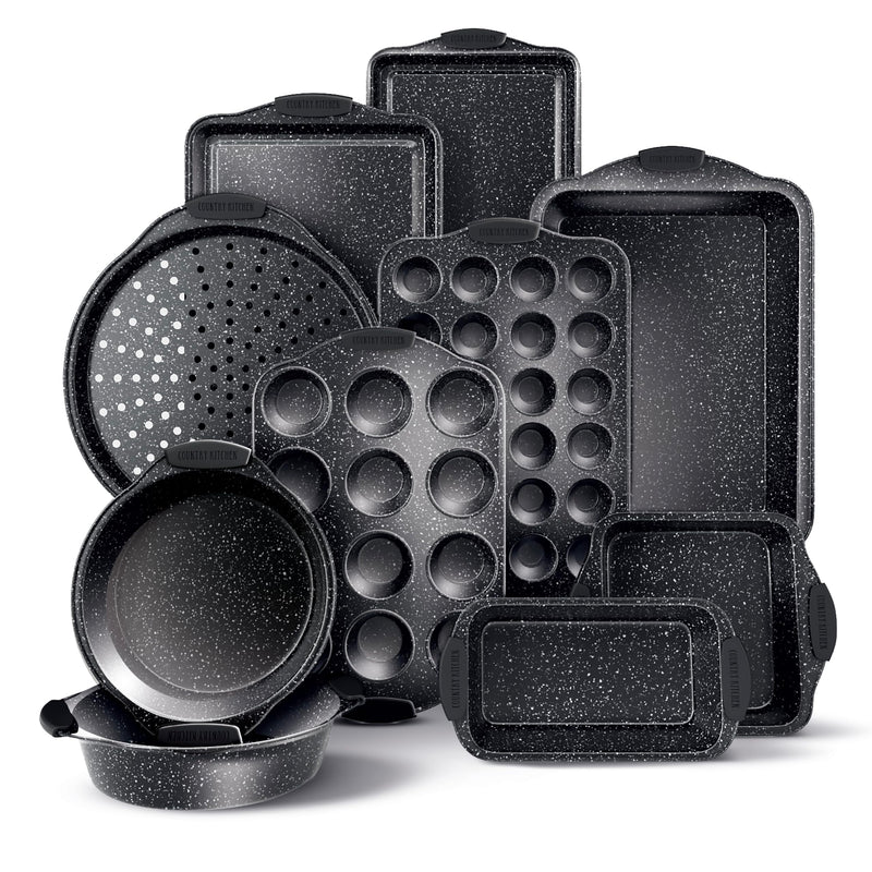 Country Kitchen Nonstick Stackable Bakeware Set - Durable, Easy Release Baking Set, Black, 10 Pcs Black - 10 Pcs