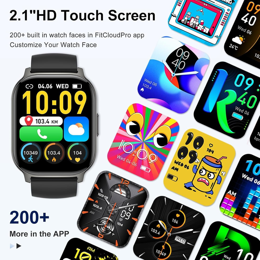 Smart Watch for Men Women Fitness: Make/Answer Call Smart Watches for Men Digital Mens Watches Running Waterproof Smartwatch Android Phones Iphone Samsung Compatible Heart Rate Monitor Step Tracker