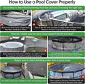SIHAIAN 12 Ft Round Pool Cover, with Automatic Drain Pool Cover, Patented One-Piece Tensioning System Above Ground Pool Cover, Preventing