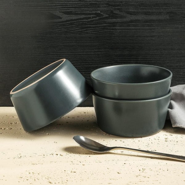 Stone Lain Coupe Stoneware Dinnerware Set, Service for 4, Gray Matte Dinnerware Set Service For 4 Gray Matte