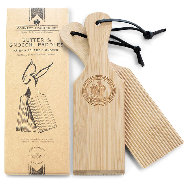 Gnocchi Boards and Wooden Butter Paddles to Easily Create Authentic Homemade Pasta and Butter without Sticking - Set of 