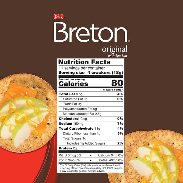 Breton Original Crackers 7 Ounce Pack of 3 Original with Sea Salt 7 Ounce (Pack of 3)