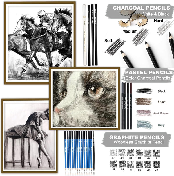 KALOUR 76 Drawing Sketching Kit Set - Pro Art Supplies with Sketchbook & Watercolor Paper - Include