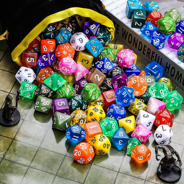 CiaraQ Polyhedral Dice Set - DND Role Playing Dice | Acrylic RPG Dice for Dungeons and Dragons MTG Table Games, Mixed colors, 140pcs Mixed Colors 140
