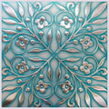 Main Street Peel and Stick Wallpaper Tiles, Teal & Silver Leaves, 24-Pack | 8"x8" tiles, covers 10.67 sq ft. Peel-and-stick paper, no extra