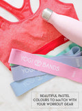 XNM Creations Yogi Bands â Loop Resistance Bands for Fitness, Workout, and Yoga Exercise â Set of 5 Pastel Workout Bands