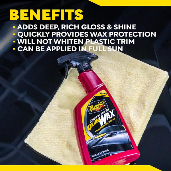 Meguiar's Quik Wax, Spray Wax for Car Detailing that Creates a Deep Shiny Look, Can Be Applied to Wet or Dried Paint and In Direct Sunlight,