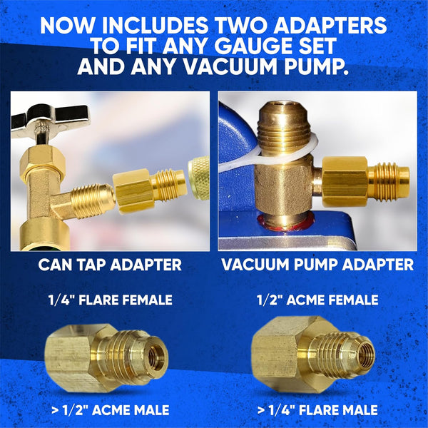 Lu-Hawk R134A Adapter Kit, Self-Seal & Puncture Can Taps, Core Tool Lu-Hawk R134A Self-Sealing, and Single Puncture Can Taps, with Valve Core