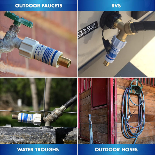 Freeze Miser Outdoor Faucet & Spigot Freeze Protection – Patented Valve Shield, Activates at Water Temperature Below 37°F/3°C – Durable Winter