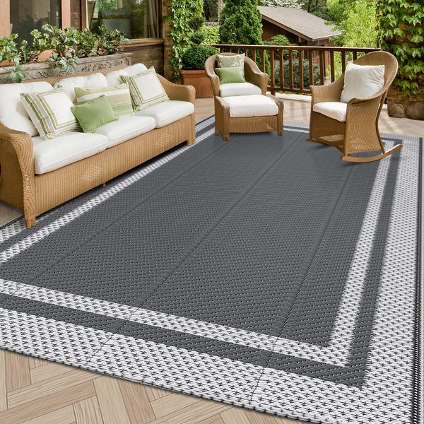HappyTrends Outdoor Rug Reversible Portable Plastic Straw Camping Rugs for Outside RV,Large Waterproof Outdoor Area Rugs for