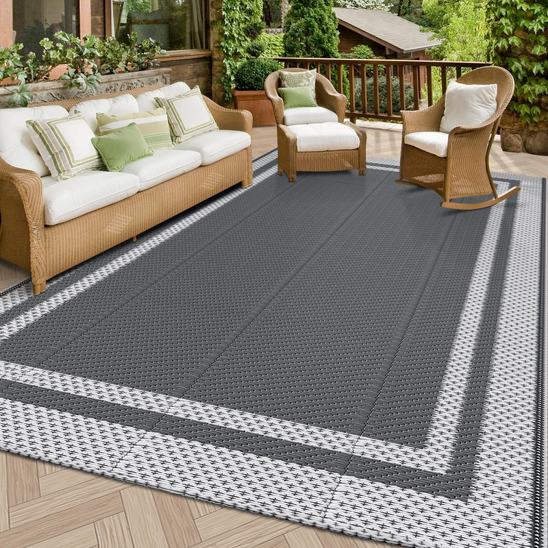 HappyTrends Outdoor Rug Reversible Portable Plastic Straw Camping Rugs for Outside RV,Large Waterproof Outdoor Area Rugs for