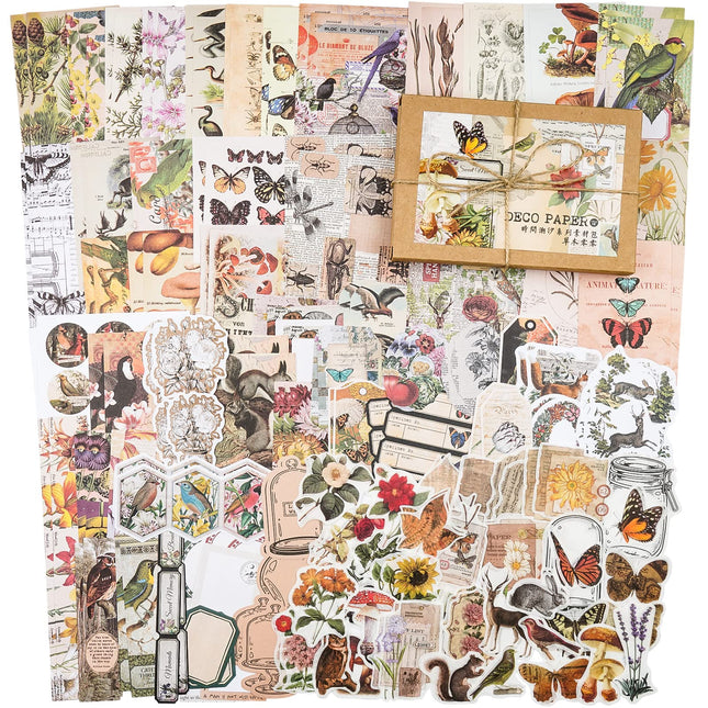 Knaid 200 Pieces Vintage Ephemera Pack Decoupage Paper Junk Journal Kit Scrapboo
