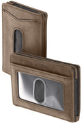 Compact RFID Sleeve Wallet Premium Leather Minimalist Money Clip Card Holder 10 Cards Good Old Brown
