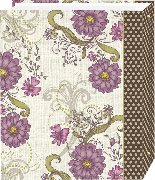 Magnetic Self-Stick 3-Ring Photo Album 100 Pages (50 Sheets), Berry Blossoms Design Large