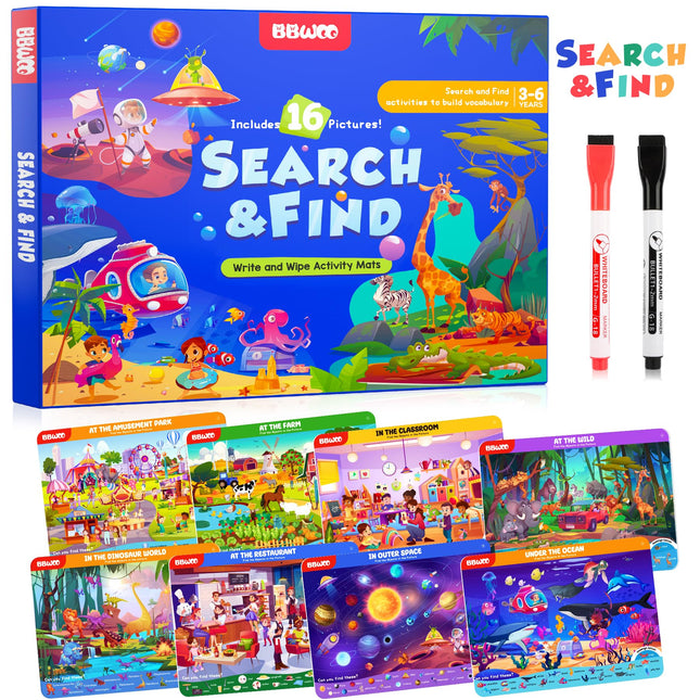 Search and Find Activity Books for Kids Ages 3-5, Toddler Travel Games Toys for 