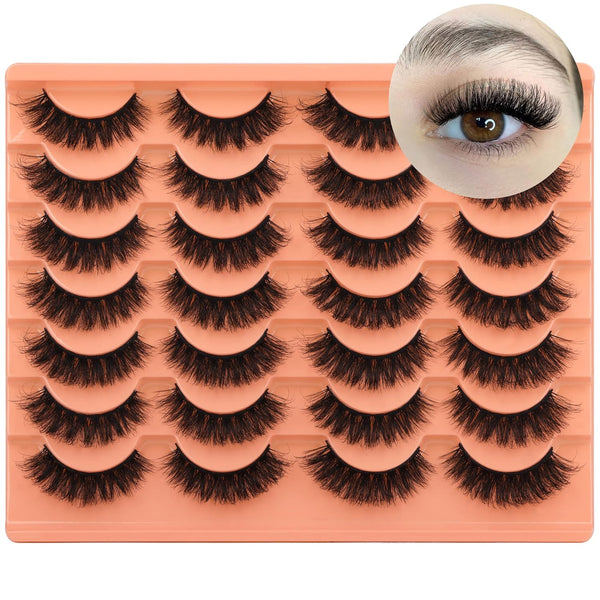 Short Lashes Natural Look False Eyelashes Thick Volume Faux Mink Lashes Pack Wispy Strip Fake Eyelashes Cat Eye Lashes That Look like Extensions