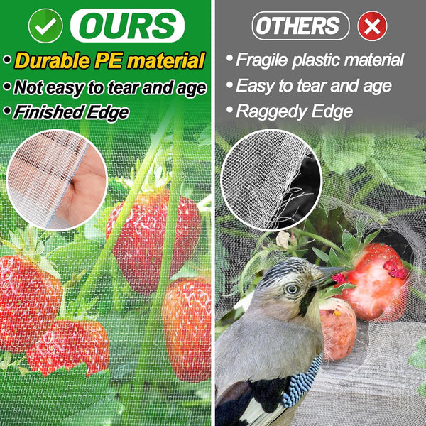 2 Pack 6.5x10ft Garden Netting - Ultra Fine Mesh Plant Covers to Keep Small Animals Pest Out, Bird Barrier Screen for Protecting Vegetables Fruits