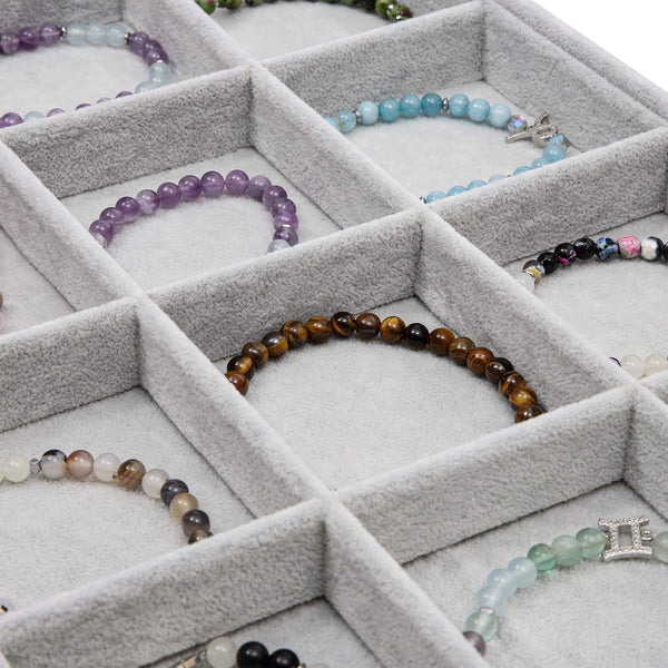 Juvale Velvet Stackable Jewelry Organizer Tray - 12-Grid Bracelet Holder & Ring Organizer - Velvet Jewelry Tray with Soft Compartments - Bracelet