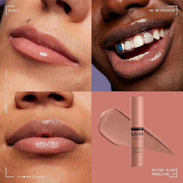 NYX PROFESSIONAL MAKEUP Butter Gloss, Non-Sticky Lip Gloss - Pack of 3 (Angel Food Cake, Creme Brulee, Madeleine)