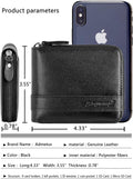 Admetus Men's Genuine Leather Short Zip-around Bifold Wallet Black-1825