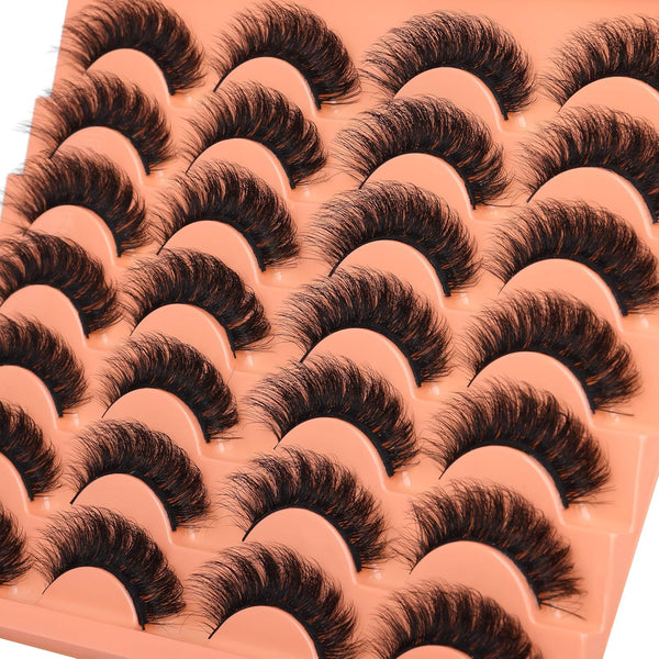 Short Lashes Natural Look False Eyelashes Thick Volume Faux Mink Lashes Pack Wispy Strip Fake Eyelashes Cat Eye Lashes That Look like Extensions