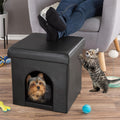 Cat House Ã¢ÂÂ Collapsible Multipurpose Small Dog or Cat Ottoman with Footrest, Cushioned Top, and Interior Pillow by PETMAKER (Black)