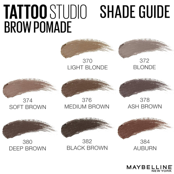 Maybelline Tattoostudio Brow Pomade Long Lasting, Buildable, Eyebrow Makeup, Medium Brown, 1 Count