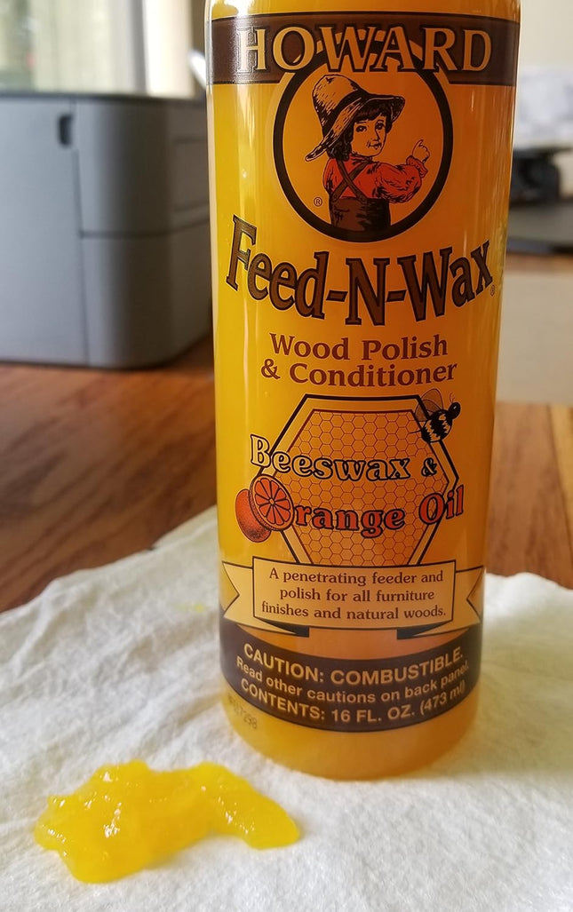 Howard Products Beeswax Wood Polish & Conditioner, Feed-N-Wax for Wood Furniture