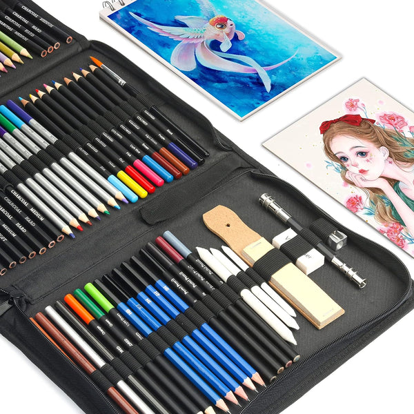 KALOUR 76 Drawing Sketching Kit Set - Pro Art Supplies with Sketchbook & Watercolor Paper - Include