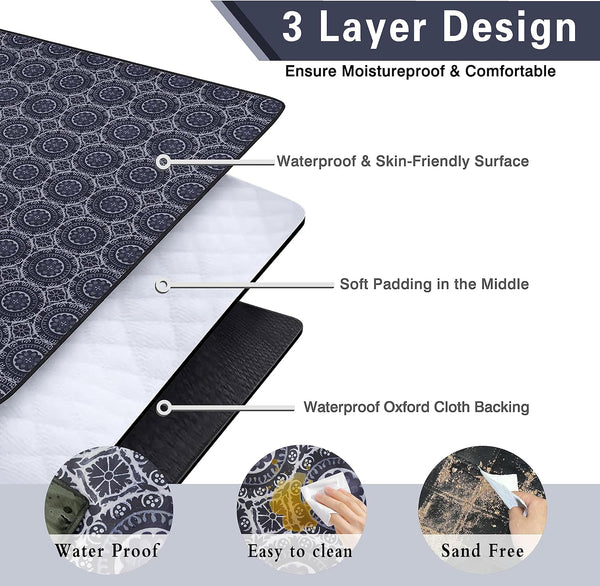 Supfitness Extra Large Picnic Blankets Waterproof Foldable (60 "x 80") Beach Blanket Waterproof Sandproof,3-Layer Thicking Mat Outdoor Packable