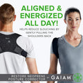 Gaiam Restore Posture Corrector for Women & Men - Back Straightener Adjustable Straps Compact Brace Support for Clavicle, Neck, Shoulder,