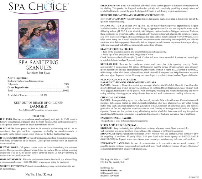 Spachoice 2-Pounds Premium Spa Sanitizing Granules, Spa Chlorine Granules for Ho