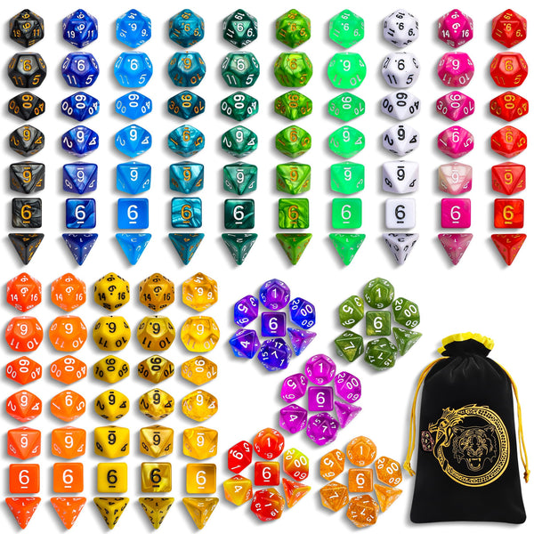 CiaraQ Polyhedral Dice Set - DND Role Playing Dice | Acrylic RPG Dice for Dungeons and Dragons MTG Table Games, Mixed colors, 140pcs Mixed Colors 140