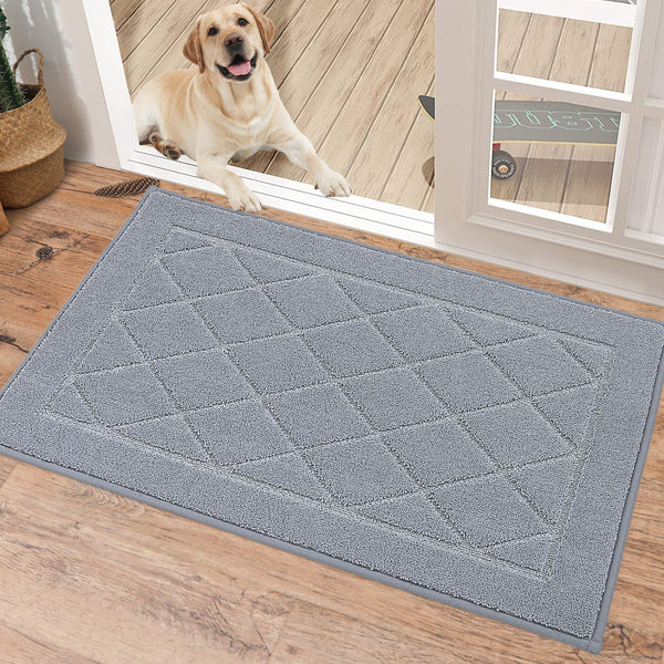 BEQHAUSE Dirt Trapper Door Mat 20" x 32", Doormat Non-Slip, Grey | Entryway Rugs Washable, Dog Door Mat Stain Resistant and Absorbent Welcome