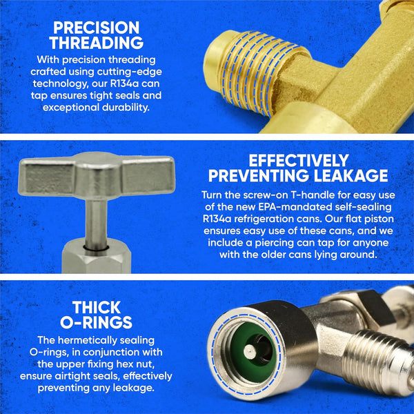 Lu-Hawk R134A Adapter Kit, Self-Seal & Puncture Can Taps, Core Tool Lu-Hawk R134A Self-Sealing, and Single Puncture Can Taps, with Valve Core