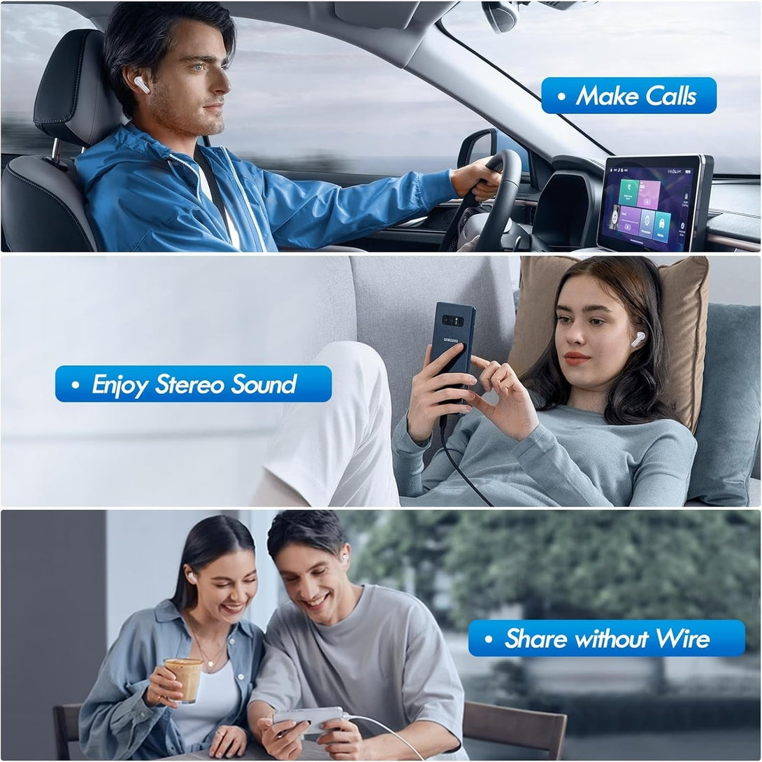 Kurdene Wireless Earbuds, Bluetooth 5.3 in Ear Buds Light Weight Headphones with Deep Bass Sound,48 Hours Playtime Headset,Clear Calls Earphones with Mics for Sports Workout White