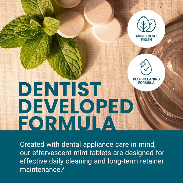 Retainer Cleaner Tablets, Denture Cleaner, Mint, 4 Month Supply by M3 120 Count (Pack of 1)