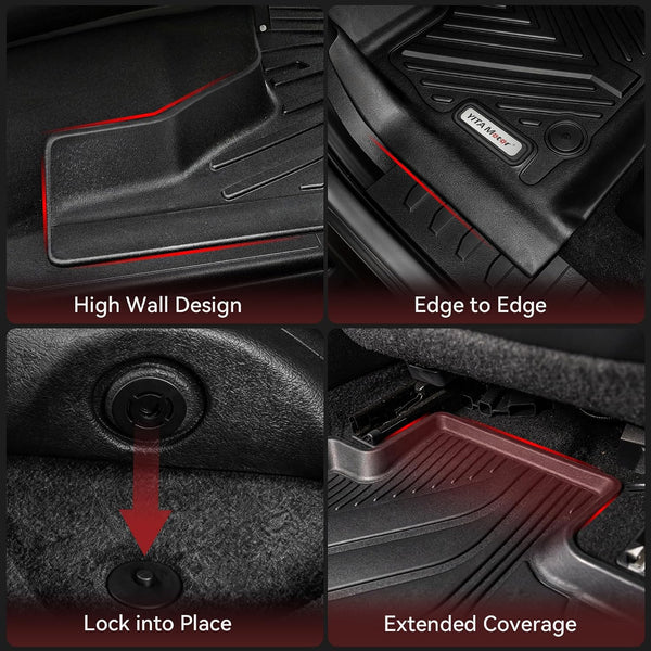 YITAMOTOR Floor Mats for 2014-2018 Silverado/Sierra 1500, 2015-2019 2500HD 3500HD, Crew Cab w/Bench Seat Carpet Floor, Custom Fit All Weather TPE