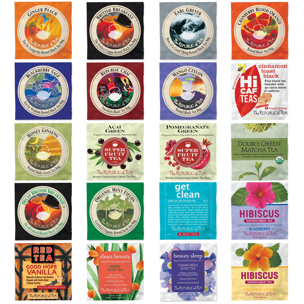 The Republic of Tea â Premium Assortment of Teas & Herbs, 40 Individually Wrapped Tea Bags