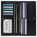 Bveyzi Ultra Slim Thin Leather RFID Blocking Credit Card Holder Bifold Clutch Wallets for Women Black Leather