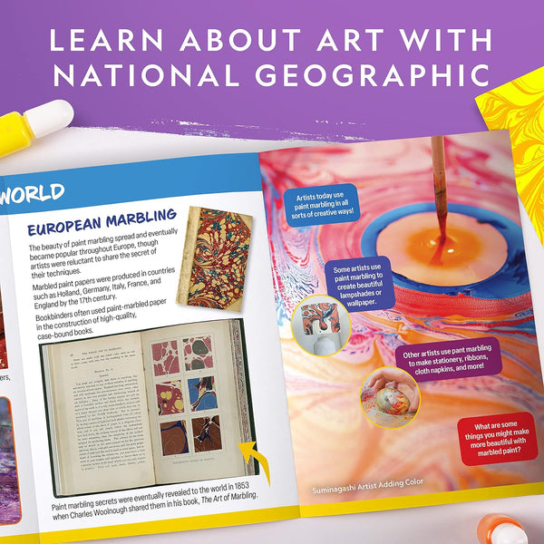 National Geographic Marbling Paint Craft Kit to Create Marble Art for Kids Paint Marbling Kit