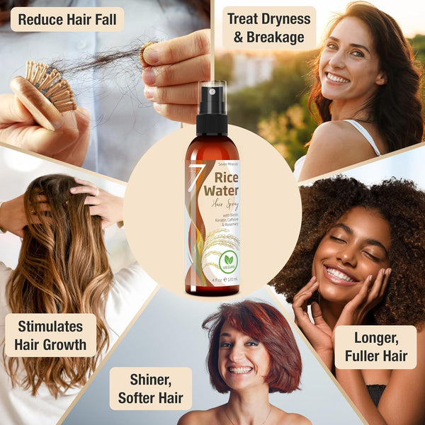 NEW Fermented Rice Water for Hair Growth - Infused with Rosemary, Biotin, Caffeine, Keratin Vegan Non-Greasy Spray Naturally Thicker, Longer,