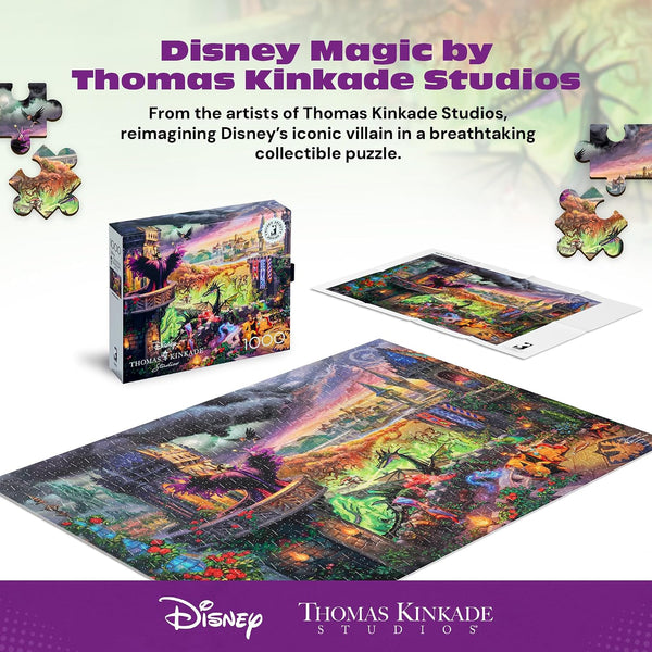 Buffalo Games - Silver Select Thomas Kinkade Disney Maleficent 1000 Piece Jigsaw Puzzle for Adults – Precision-Cut Pieces, Beautiful Artwork, and