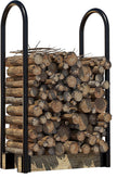 Fire Beauty Firewood Log Rack Adjustable Bracket Kit, Fireplace Wood Storage Holder,Black Powder,Coated Steel, Outdoor and Indoor(Adjustable)