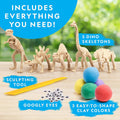 NATIONAL GEOGRAPHIC Clay Dinosaur Arts & Crafts Kit - Dinosaur Air Dry Clay for Kids with 5 Clay Colors, 5 Dino Skeletons & Googly Eyes, Dinosaur