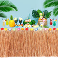 108x29.5In Hawaiian Grass Table Skirt for Summer Luau Party Decorations Straw Yellow 1 Pack